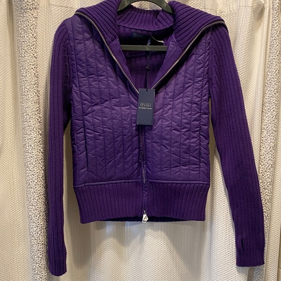 Ralph Lauren Purple Merino Wool Hybrid Wool Funnelneck Jacket - Picture 2 of 11